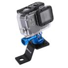 PULUZ Aluminum Alloy Motorcycle Fixed Holder Mount with Tripod Adapter & Screw for GoPro, Insta360, DJI and Other Action Cameras(Blue) - 1