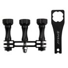 PULUZ CNC Aluminum Multi-functional Connection Mount with 3 Long Screws & Wrench for GoPro Hero11 Black / HERO10 Black /9 Black /8 Black /7 /6 /5 /5 Session /4 Session /4 /3+ /3 /2 /1, DJI Osmo Action and Other Action Cameras(Black) - 1