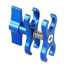 PULUZ Dual Ball Clamp Open Hole Diving Camera Bracket CNC Aluminum Spring Flashlight Clamp for Diving Underwater Photography System(Blue) - 1