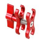 PULUZ Dual Ball Clamp Open Hole Diving Camera Bracket CNC Aluminum Spring Flashlight Clamp for Diving Underwater Photography System(Red) - 1