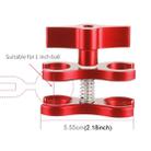 PULUZ Dual Ball Clamp Open Hole Diving Camera Bracket CNC Aluminum Spring Flashlight Clamp for Diving Underwater Photography System(Red) - 4