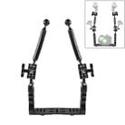 PULUZ Dual Handle Aluminium Tray Stabilizer with 2 x Dual Ball Aluminum Alloy Clamp & 2 x 7 inch Floating Arm for Underwater Camera Housings(Black) - 1