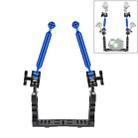 PULUZ Dual Handle Aluminium Tray Stabilizer with 2 x Dual Ball Aluminum Alloy Clamp & 2 x 7 inch Floating Arm for Underwater Camera Housings(Blue) - 1