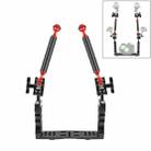 PULUZ Dual Handle Aluminium Tray Stabilizer with 2 x Dual Ball Aluminum Alloy Clamp & 2 x 7 inch Floating Arm for Underwater Camera Housings(Red) - 1