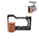 For Sony Alpha 7C / ILCE-7C / A7C PULUZ Wood Handle Metal Camera Cage Stabilizer Rig - 1