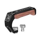 PULUZ Arri Metal Wooden Top Handle with Cold Shoe Mount for Mirrorless Camera Cage Stabilizer (Black) - 2