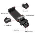 PULUZ Tripod Head Cold Shoes Aluminum Alloy Phone Clamp Holder Bracket (Black) - 3