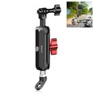 PULUZ Motorcycle Rearview Oblique CNC Metal Magic Arm Rod Mount - 1