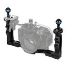 PULUZ Dual Handles Aluminium Alloy Tray Stabilizer for Underwater Camera Housings(Black) - 1