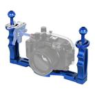 PULUZ Dual Handles Aluminium Alloy Tray Stabilizer for Underwater Camera Housings(Blue) - 1