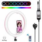PULUZ 11.8 inch 30cm RGB Dimmable LED Ring Vlogging Selfie Photography Video Lights with Cold Shoe Tripod Ball Head & Phone Clamp (Pink)(AU Plug) - 1