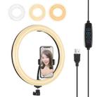 PULUZ 11.8 inch 30cm USB 3 Modes Dimmable Dual Color Temperature LED Curved Diffuse Light Ring Vlogging Selfie Photography Video Lights with Phone Clamp(Black) - 1