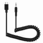 PULUZ 3.5mm TRRS Male to Type-C / USB-C Male Live Microphone Audio Adapter Spring Coiled Cable for Samsung, Huawei and Smartphones, Cable Stretching to 100cm(Black) - 1