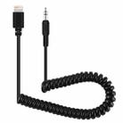 PULUZ 3.5mm TRRS Male to 8 Pin Male Live Microphone Audio Adapter Spring Coiled Cable for iPhone, Cable Stretching to 100cm(Black) - 1