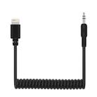 PULUZ 3.5mm TRRS Male to 8 Pin Male Live Microphone Audio Adapter Spring Coiled Cable for iPhone, Cable Stretching to 100cm(Black) - 1