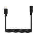 PULUZ 3.5mm TRRS Female to 8 Pin Male Live Microphone Audio Adapter Spring Coiled Cable for iPhone, Cable Stretching to 100cm(Black) - 1