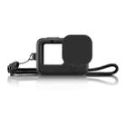 PULUZ for GoPro HERO12 Black /11 Black /10 Black /9 Black Silicone Protective Case Cover with Wrist Strap & Lens Cover(Black) - 2