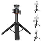 PULUZ Mini Phone Camera Extension Tripod Stand 360 Degree Ball Head Cold Shoe Selfie Stick (Black) - 2