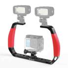 PULUZ Dual Silicone Handles Aluminium Alloy Underwater Diving Rig for GoPro, DJI OSMO Action, Insta360 and Other Action Cameras (Red) - 1