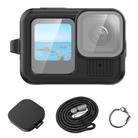 For GoPro HERO13 Black PULUZ Silicone Protective Case Cover with Wrist Strap & Lens Cover (Black) - 1