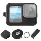 For GoPro HERO13 Black PULUZ Silicone Protective Case Side Interface Cover with Wrist Strap & Lens Cover (Black) - 1