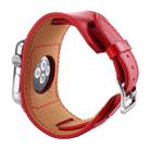 Kakapi for Apple Watch 38mm Bracelet Style Metal Buckle Cowhide Leather Watch Band with Connector(Red) - 3