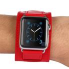 Kakapi for Apple Watch 38mm Bracelet Style Metal Buckle Cowhide Leather Watch Band with Connector(Red) - 5