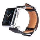 Kakapi for Apple Watch 38mm Metal Buckle Cowhide Leather Watch Band with Connector(Black) - 1