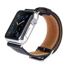Kakapi for Apple Watch 38mm Metal Buckle Cowhide Leather Watch Band with Connector(Black) - 2