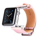 Kakapi for Apple Watch 38mm Metal Buckle Cowhide Leather Watch Band with Connector(Pink) - 1