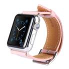 Kakapi for Apple Watch 38mm Metal Buckle Cowhide Leather Watch Band with Connector(Pink) - 2