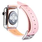 Kakapi for Apple Watch 38mm Metal Buckle Cowhide Leather Watch Band with Connector(Pink) - 3