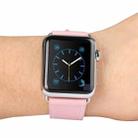 Kakapi for Apple Watch 38mm Metal Buckle Cowhide Leather Watch Band with Connector(Pink) - 5