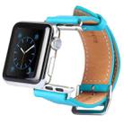 Kakapi for Apple Watch 38mm Metal Buckle Cowhide Leather Watch Band with Connector(Blue) - 1