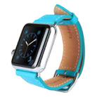 Kakapi for Apple Watch 38mm Metal Buckle Cowhide Leather Watch Band with Connector(Blue) - 2