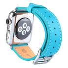 Kakapi for Apple Watch 38mm Metal Buckle Cowhide Leather Watch Band with Connector(Blue) - 3