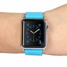 Kakapi for Apple Watch 38mm Metal Buckle Cowhide Leather Watch Band with Connector(Blue) - 5
