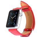 Kakapi for Apple Watch 38mm Metal Buckle Cowhide Leather Watch Band with Connector(Red) - 2