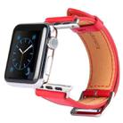 Kakapi for Apple Watch 38mm Metal Buckle Cowhide Leather Watch Band with Connector(Red) - 4