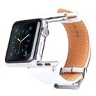 Kakapi for Apple Watch 38mm Metal Buckle Cowhide Leather Watch Band with Connector(White) - 1