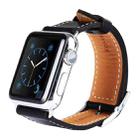 Kakapi for Apple Watch 38mm Metal Buckle Cowhide Leather Watch Band with Connector(Black) - 2