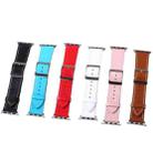 Kakapi for Apple Watch 38mm Metal Buckle Cowhide Leather Watch Band with Connector(Pink) - 8