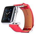 Kakapi for Apple Watch 38mm Metal Buckle Cowhide Leather Watch Band with Connector(Red) - 1
