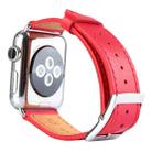 Kakapi for Apple Watch 38mm Metal Buckle Cowhide Leather Watch Band with Connector(Red) - 3