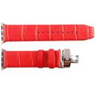 Kakapi for Apple Watch 38mm Crocodile Texture Double Buckle Genuine Leather Watchband with Connector(Red) - 4
