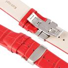 Kakapi for Apple Watch 38mm Crocodile Texture Double Buckle Genuine Leather Watchband with Connector(Red) - 6