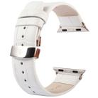 Kakapi for Apple Watch 38mm Crocodile Texture Double Buckle Genuine Leather Watch Band with Connector(White) - 1