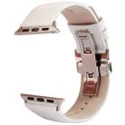 Kakapi for Apple Watch 38mm Crocodile Texture Double Buckle Genuine Leather Watch Band with Connector(White) - 3