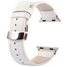 Kakapi for Apple Watch 42mm Crocodile Texture Double Buckle Genuine Leather Watch Band with Connector(White) - 1