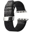 Kakapi for Apple Watch 38mm Buffalo Hide Double Buckle Genuine Leather Watch Band with Connector(Black) - 1